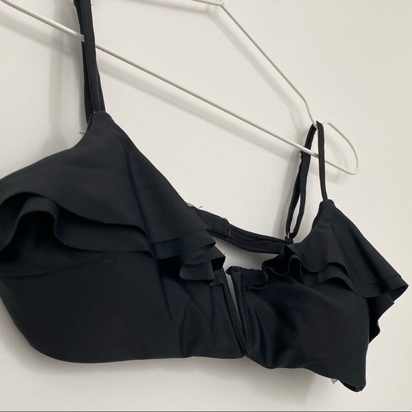 Black Bikini Top with Ruffles - Picture 2 of 8